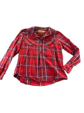 Red Camel Plaid Long Sleeve Button Down Shirt Women's Size Large